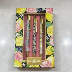 Clementine Floral Pen Set with Gold Accents New in Package
